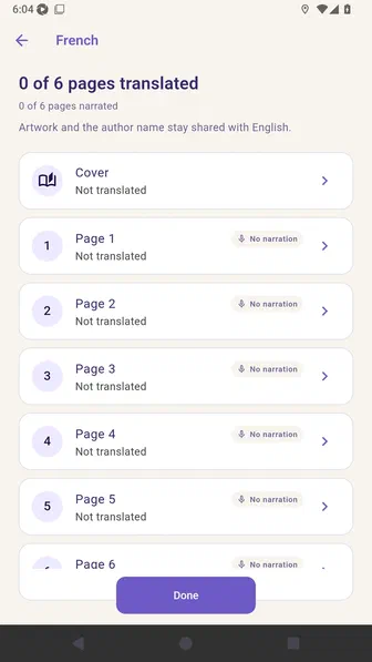 French language review showing untranslated cover and page entries