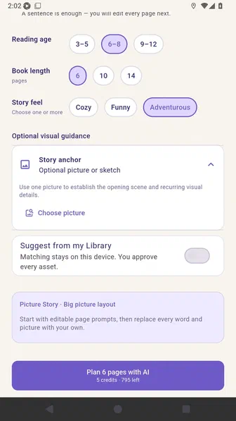 Expanded Story anchor card with Choose picture