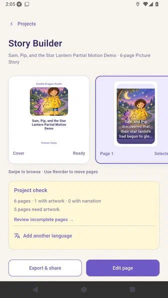 Story Builder available while the complete movie continues in the background