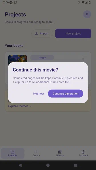 Continue this movie dialog stating that completed pages will be kept