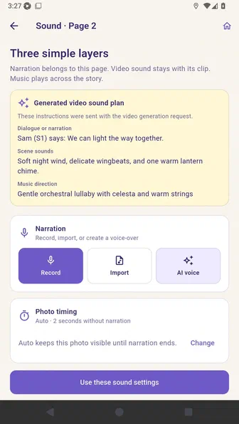 Studio Plus sound editor with AI voice available for narration